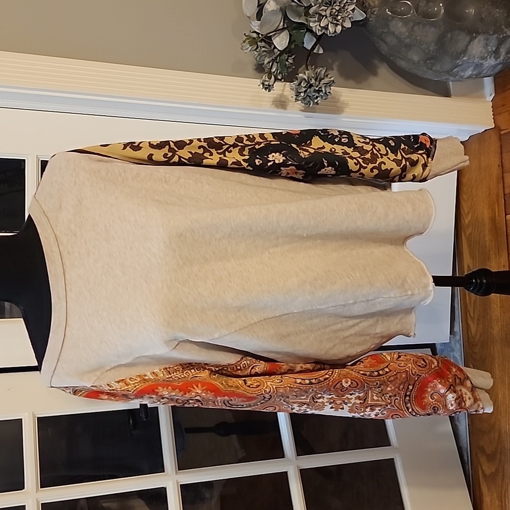 Free People Paisley Sleeve Oversized Shirt